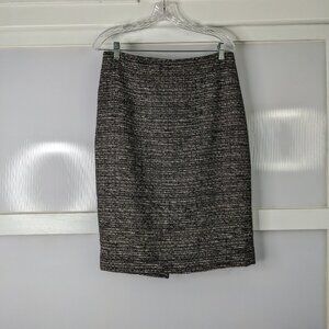 Piazza Sempione Tweed Pencil Skirt Woven Size US Large 12 /14 Brown White Black